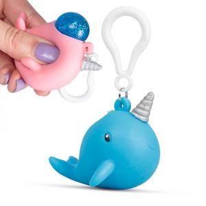Glitter Narwhal Keyring Sensory Fidget Toy For Stress Relief, Anxiety, ADHD & Autism - Bag Clip