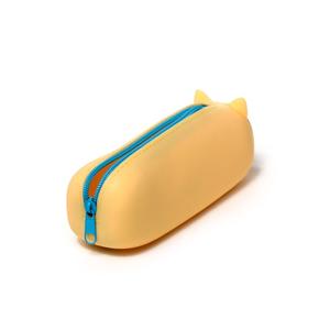 Adoramals Silicone Pencil Case - Shiba Inu Dog & Cat Design, Durable Material, Metal Zip, 19.5cm Length