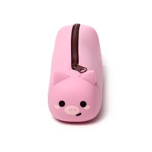 Adoramals Silicone Pencil Case - Shiba Inu Dog & Cat Design, Durable Material, Metal Zip, 19.5cm Length