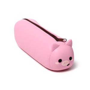 Adoramals Silicone Pencil Case - Shiba Inu Dog & Cat Design, Durable Material, Metal Zip, 19.5cm Length