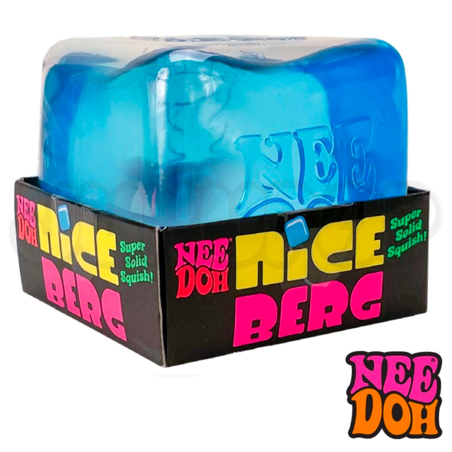 NeeDoh Nice Berg 3.5" Jumbo Nice Cube Blue - Sensory Squishy Fidget Toy For Stress Relief