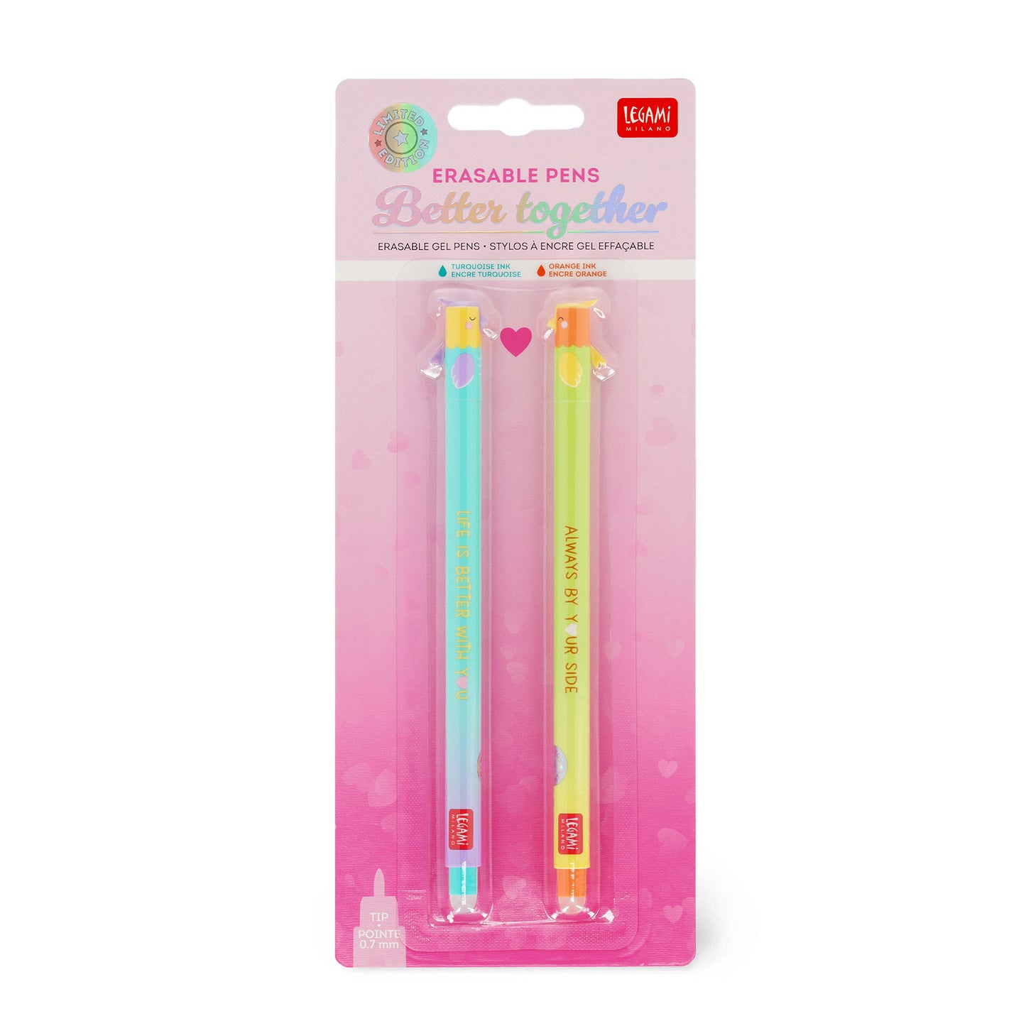 Legami Valentine’s Day Stationery Collection – Erasable Gel Pens, Heart Highlighter, Deco Stamp, Cupid Pencil & Heart Crayons
