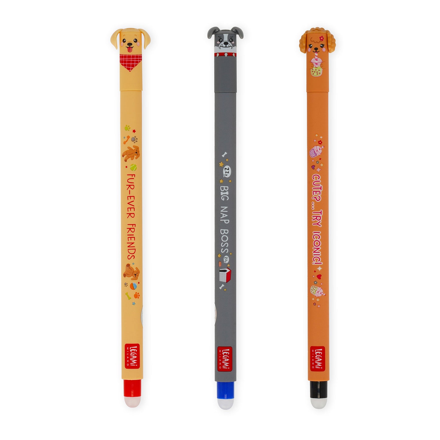 Legami Fur-Ever Friends Set of 3 Gel Erasable Pens