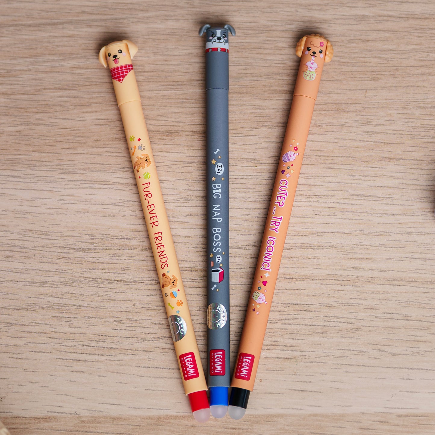 Legami Fur-Ever Friends Set of 3 Gel Erasable Pens