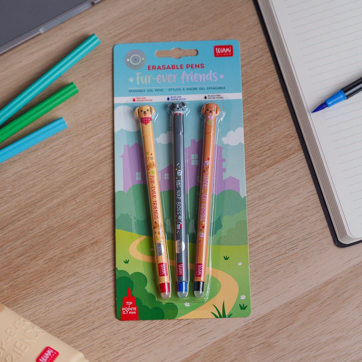 Legami Fur-Ever Friends Set of 3 Gel Erasable Pens