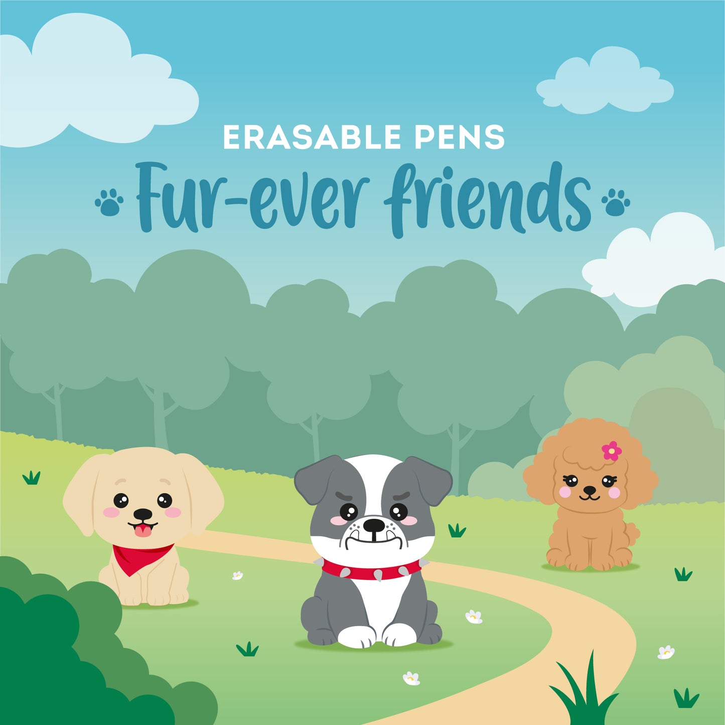 Legami Fur-Ever Friends Set of 3 Gel Erasable Pens