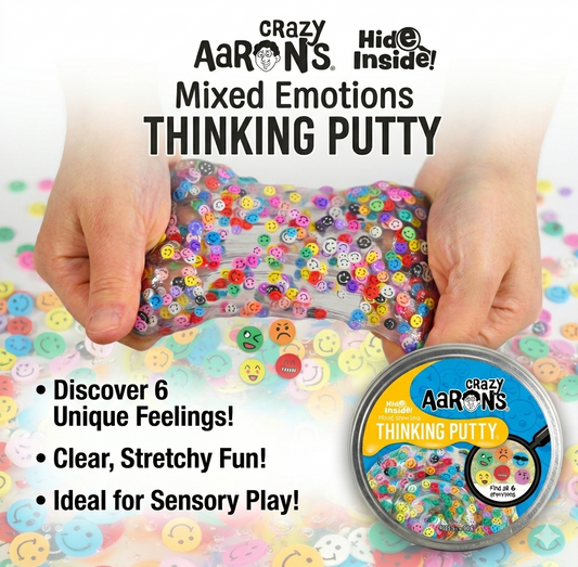 Crazy Aarons Thinking Putty 90g - Hide Inside: Find the Hidden Pieces - Mixed Emotions, Party Animals & Sweet Surprise