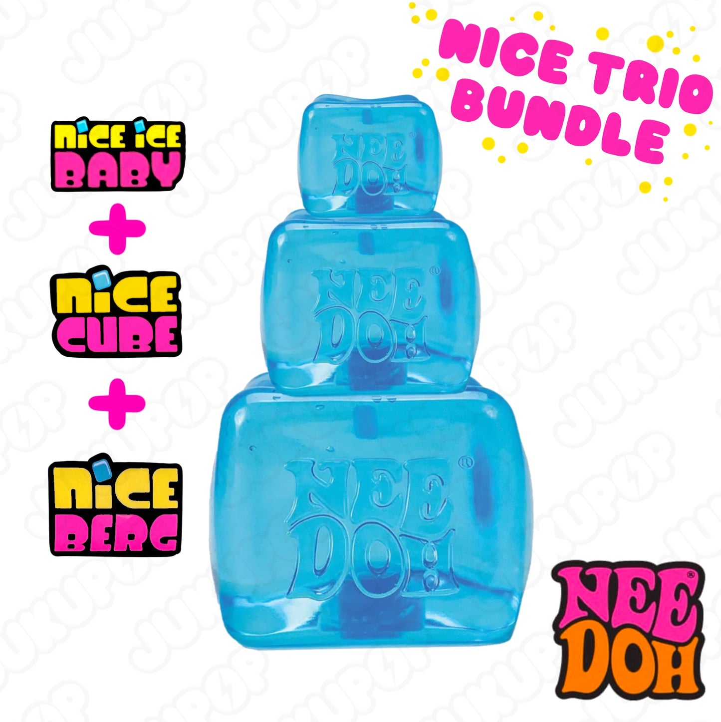 NeeDoh Nice Berg 3.5" Jumbo Nice Cube Blue - Sensory Squishy Fidget Toy For Stress Relief