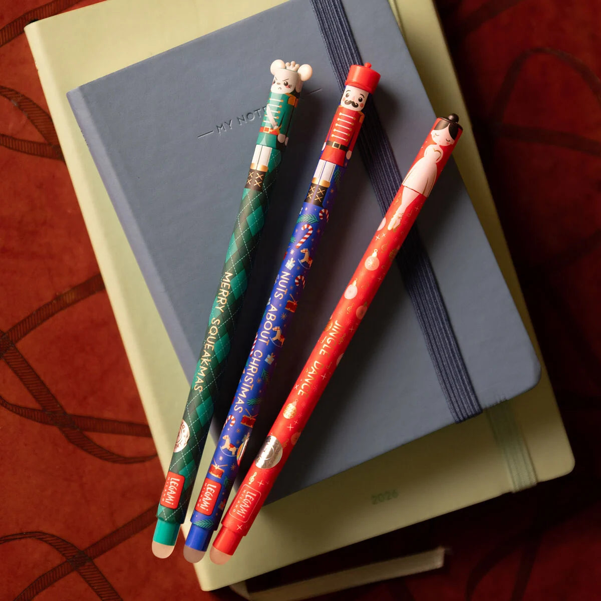 Legami Christmas Set of 3 Erasable Gel Pens - The Nutcracker