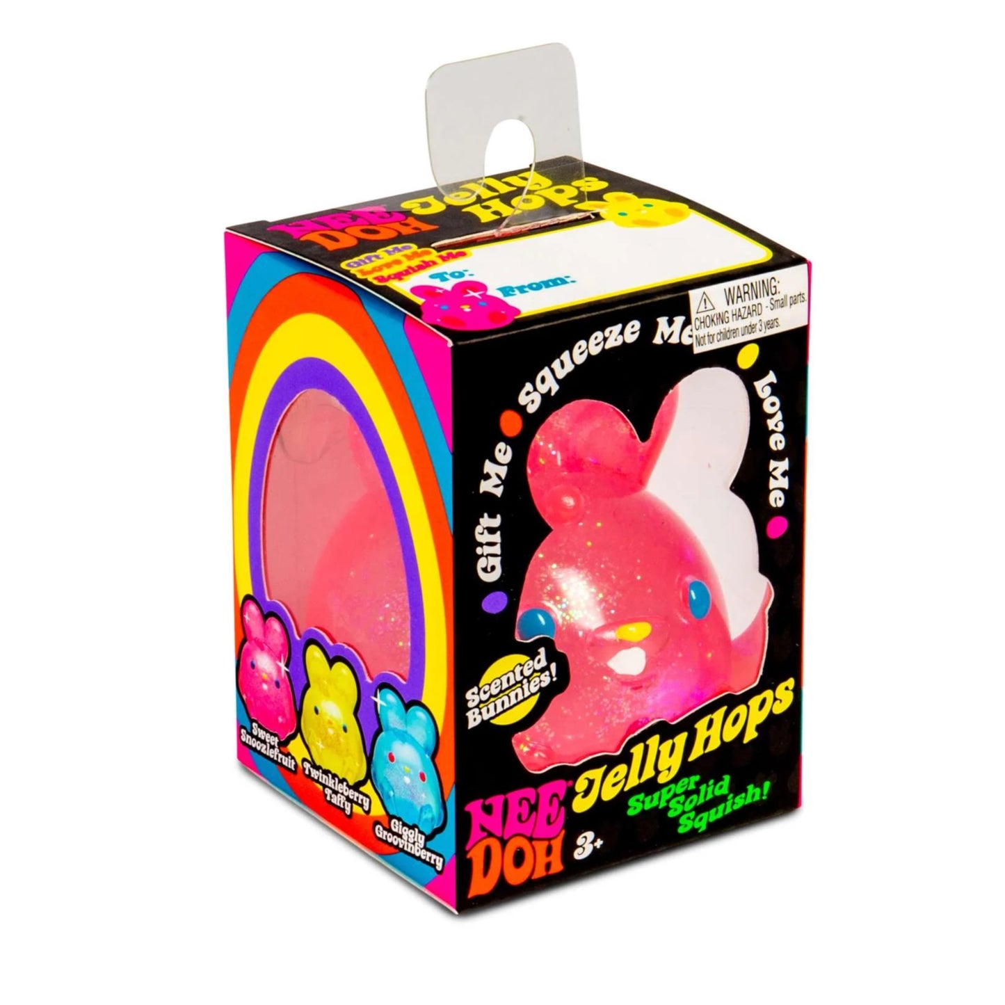 NeeDoh Jelly Hops Scented Maltose Sugar Bunnies - Squish n Sniff - Anti Stress Sensory ADHD Fidget Toy, 3 Translucent Colors (1 sent), Non-toxic