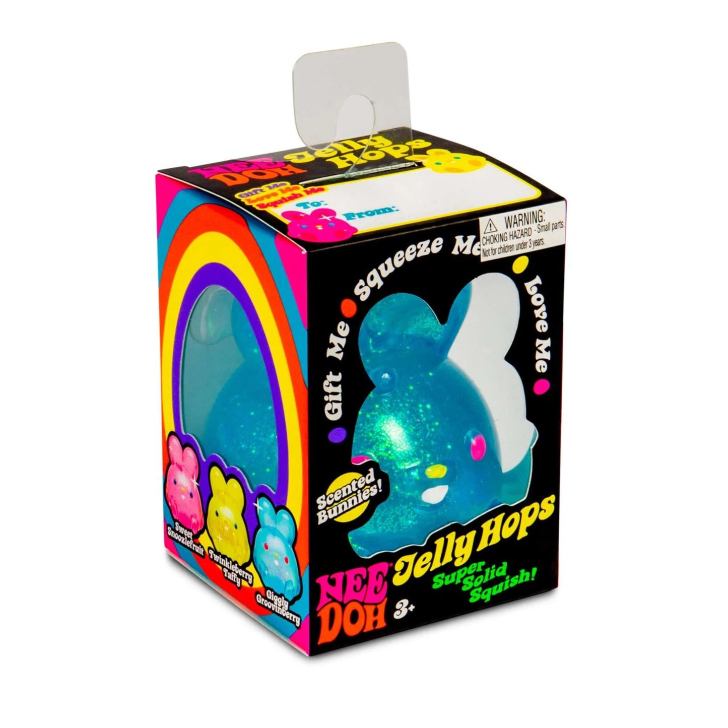 NeeDoh Jelly Hops Scented Maltose Sugar Bunnies - Squish n Sniff - Anti Stress Sensory ADHD Fidget Toy, 3 Translucent Colors (1 sent), Non-toxic