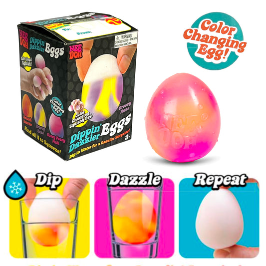 NeeDoh Dipping Dazzler Colour Change Eggs For Easter - Sensory Squishy Fidget Toy - Non-toxic Maltose Sugar