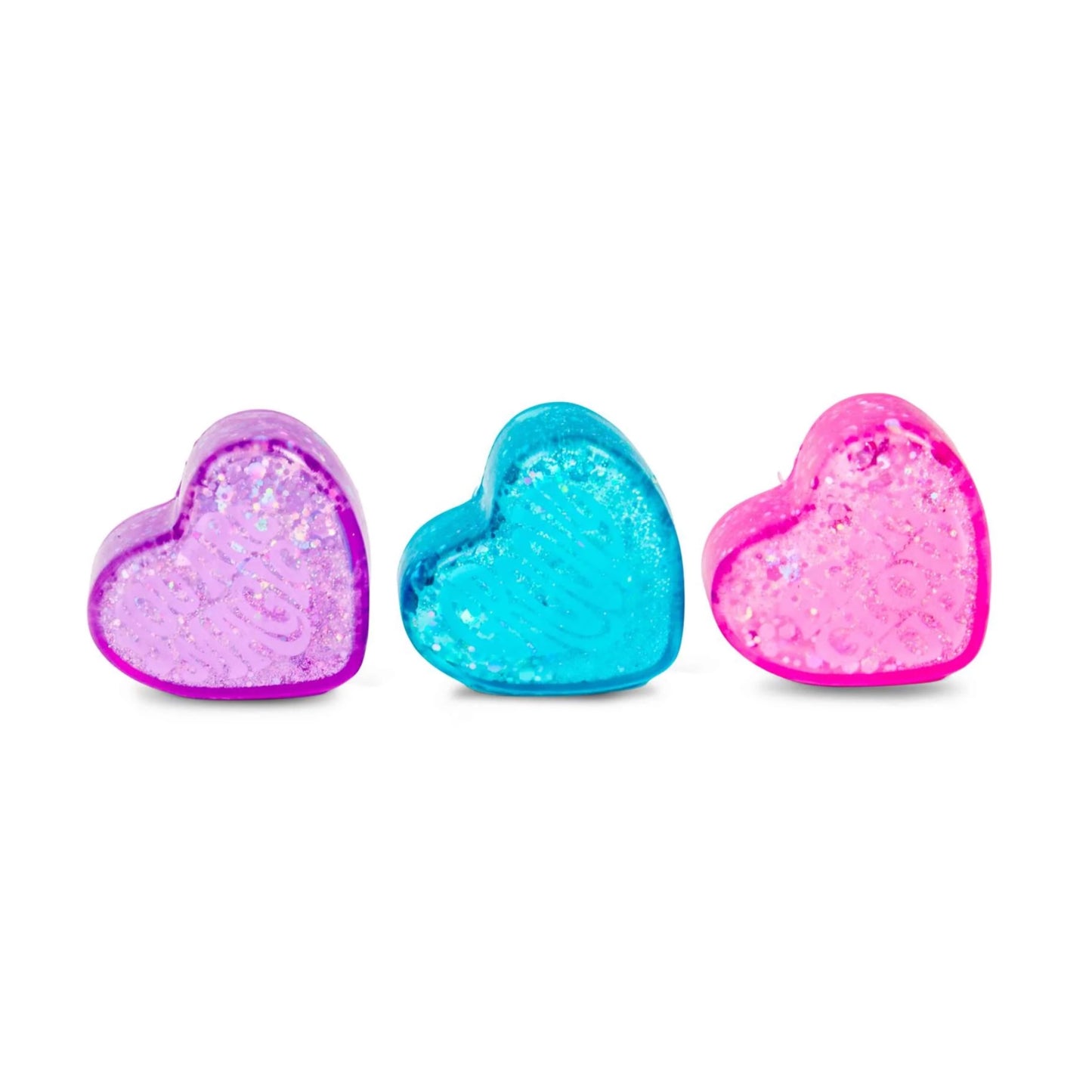 NeeDoh Teenie Sparkle Squeeze Hearts - Anti Stress Sensory ADHD Fidget Toy, 3 Pack, Non-toxic Maltose Sugar - Valentine's Day Gift