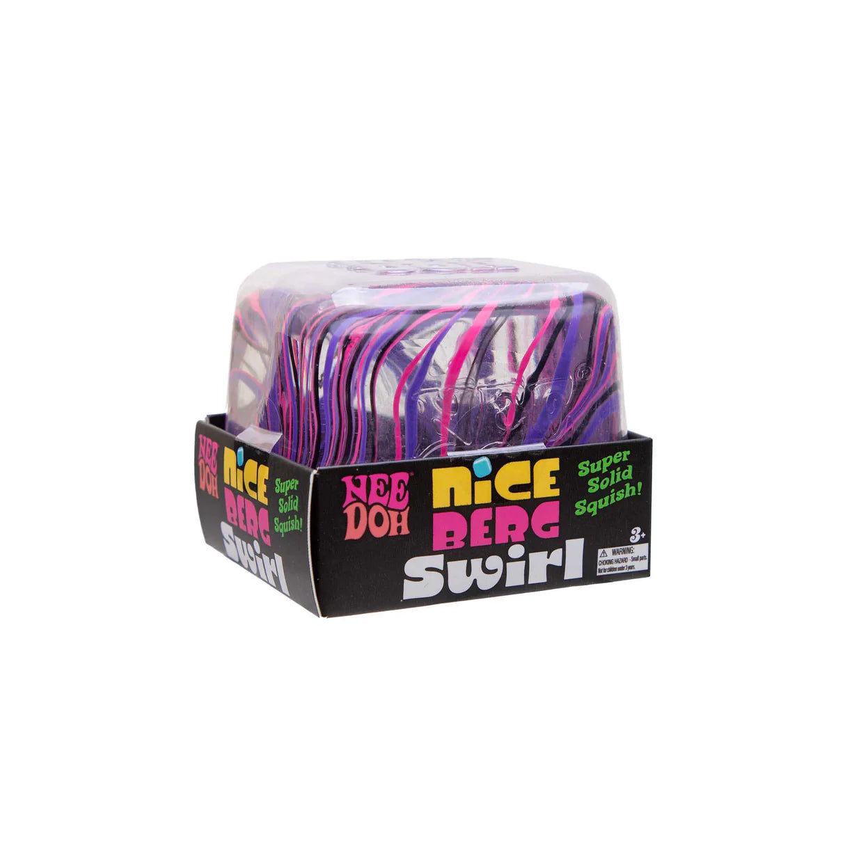 NeeDoh Nice Berg 3.5" - Swirl - Glitter & Glow - Jumbo Nice Cube Blue - Sensory Squishy Fidget Toy For Stress Relief