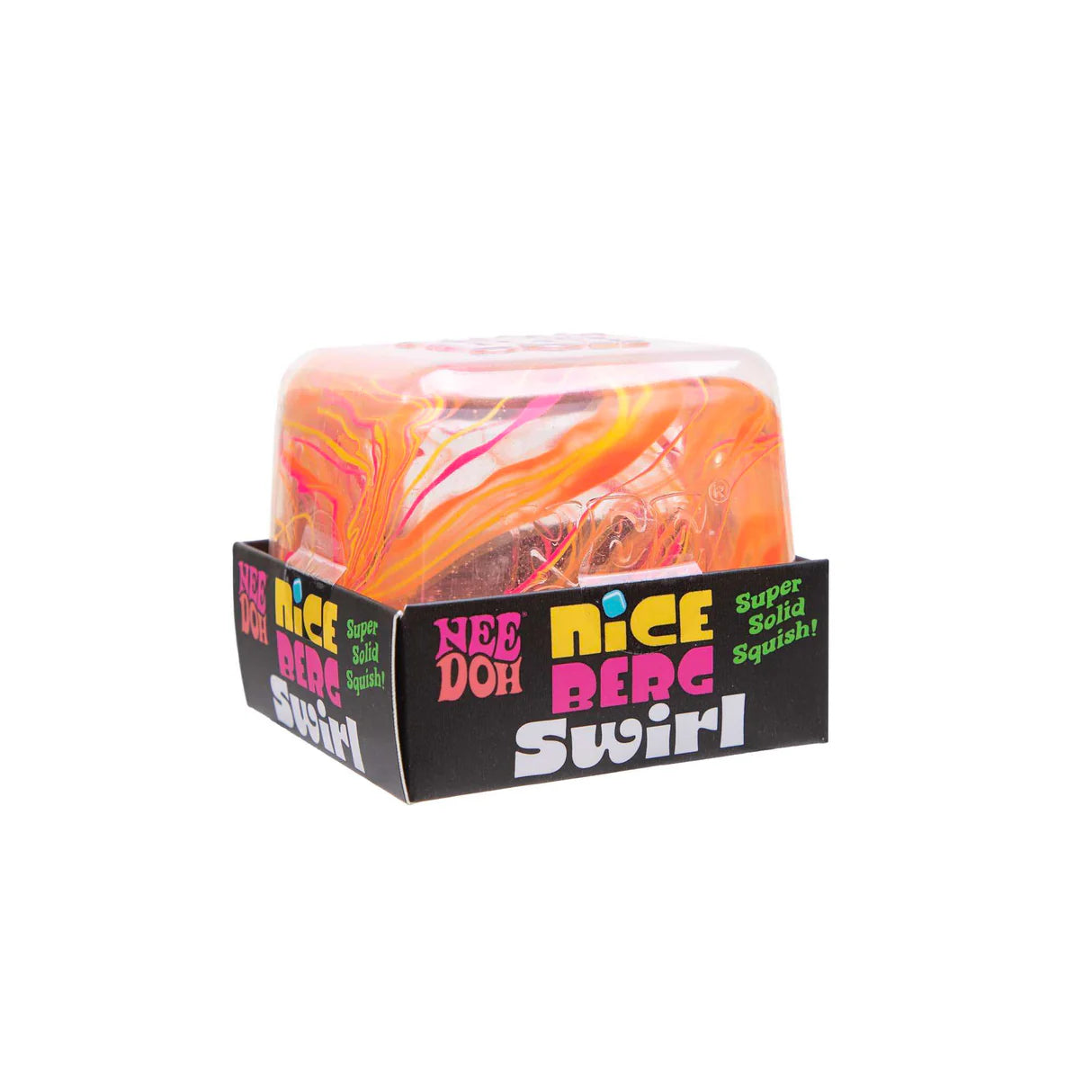 NeeDoh Nice Berg 3.5" - Swirl - Glitter & Glow - Jumbo Nice Cube Blue - Sensory Squishy Fidget Toy For Stress Relief