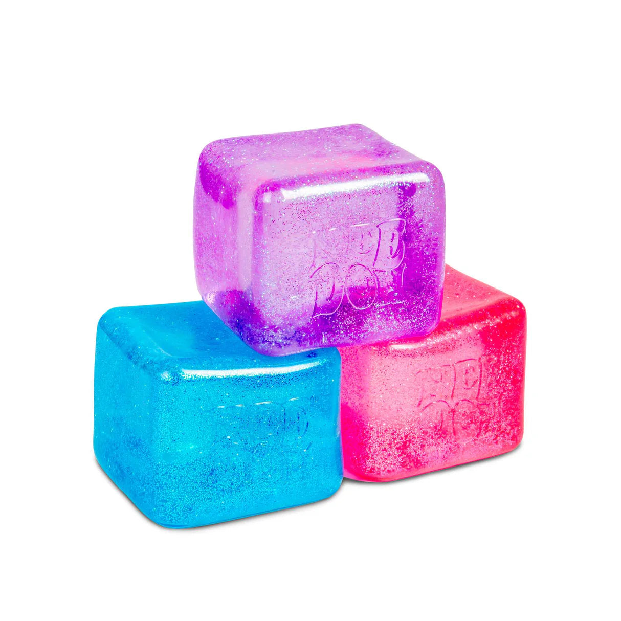 NeeDoh Nice Berg 3.5" - Swirl - Glitter & Glow - Jumbo Nice Cube Blue - Sensory Squishy Fidget Toy For Stress Relief