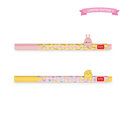 Legami Set of 2 Gel Pens with Animal Decoration - Lovely Friends - Hoppy Easter