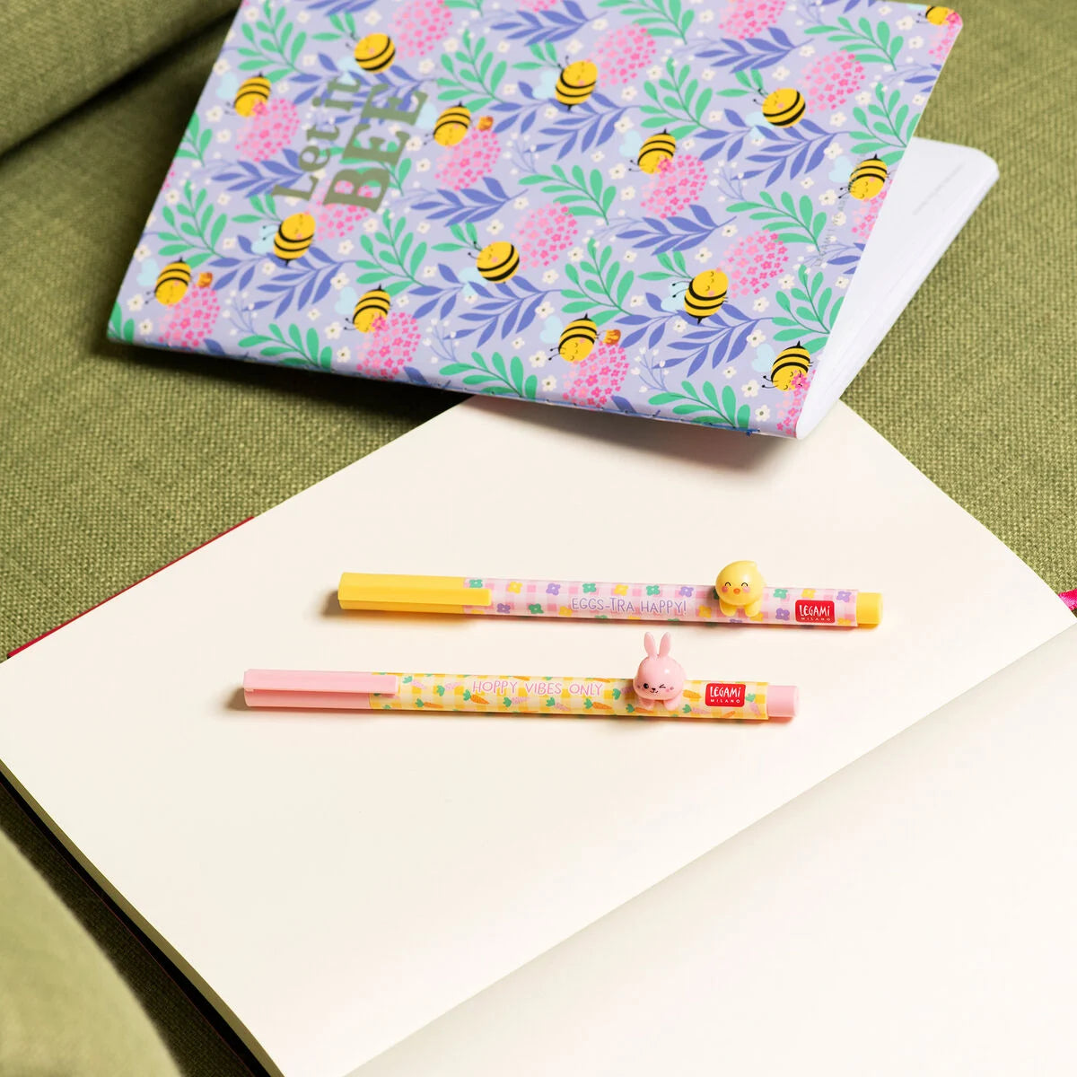 Legami Set of 2 Gel Pens with Animal Decoration - Lovely Friends - Hoppy Easter