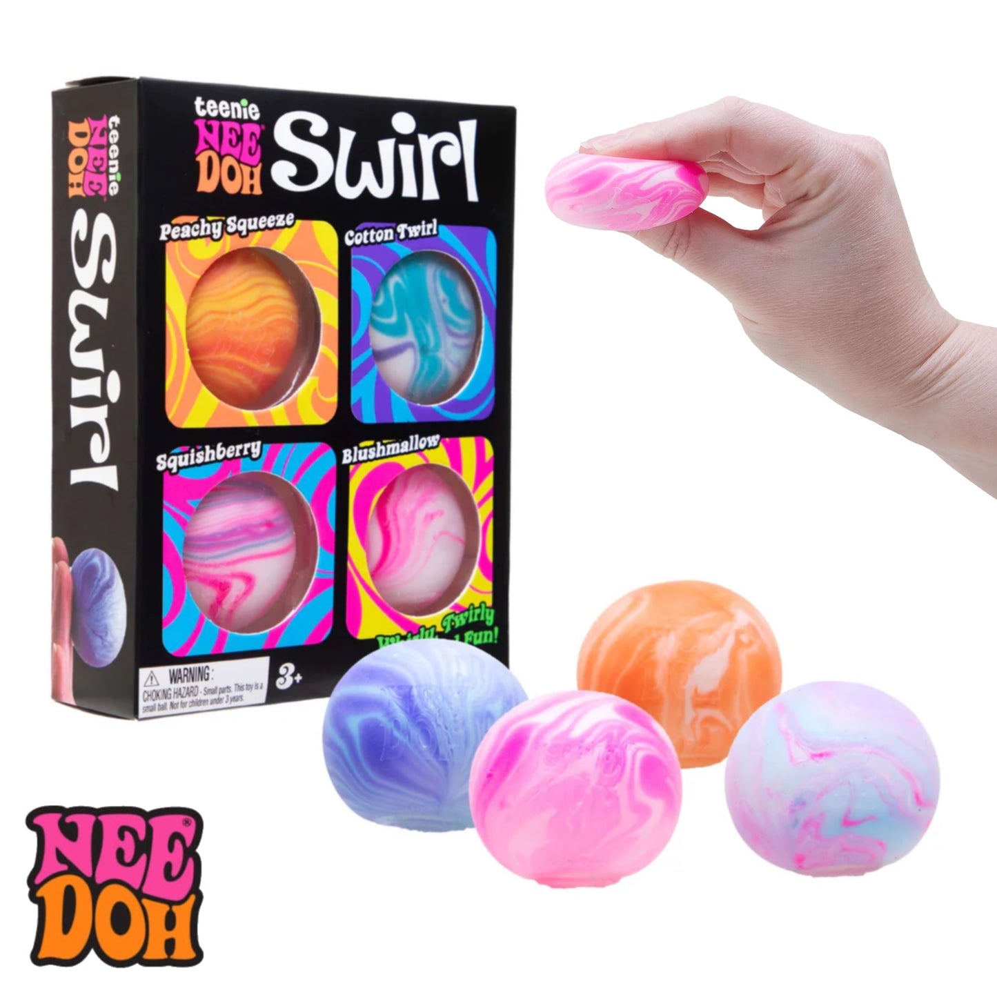 NeeDoh Teenie Swirl Multipack - Mini Squishy Stress Balls Sensory Toy Pack