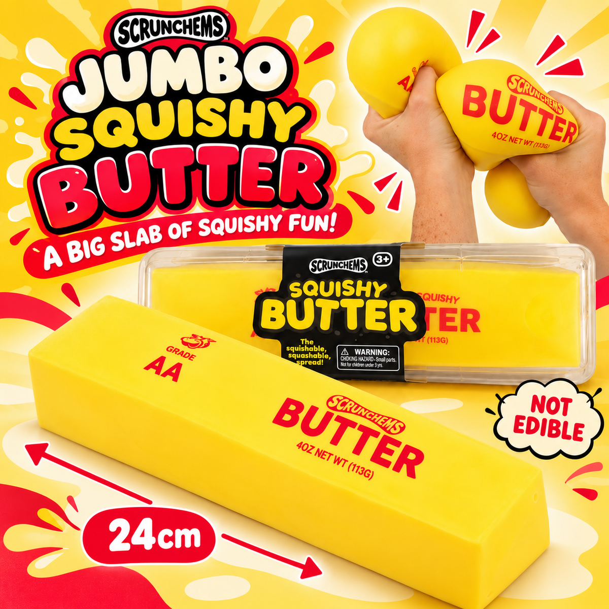 SCRUNCHEMS Jumbo Squishy Butter – Giant Butter Stick Squishy