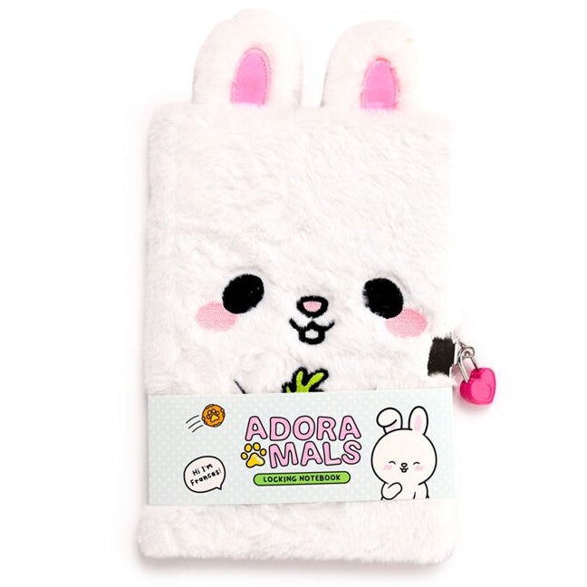 Plush Bunny Rabbit A5 Lockable Notebook With Padlock & Key - Easter Stationery Gift