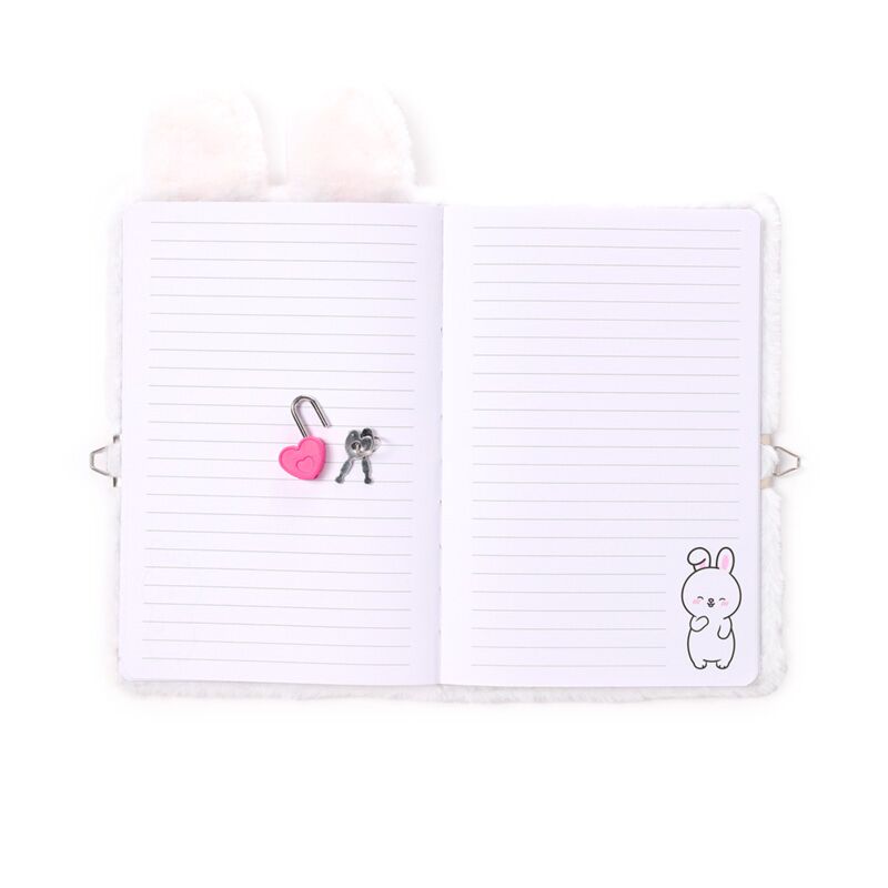 Plush Bunny Rabbit A5 Lockable Notebook With Padlock & Key - Easter Stationery Gift