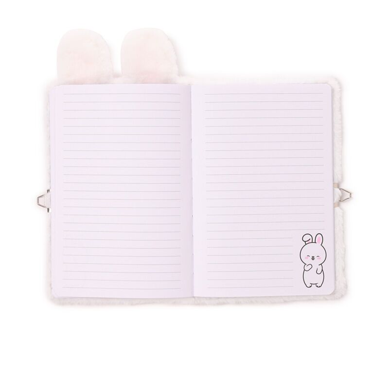 Plush Bunny Rabbit A5 Lockable Notebook With Padlock & Key - Easter Stationery Gift