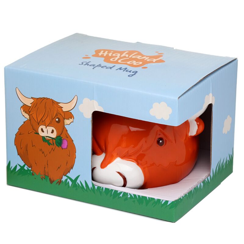 Highland Coo Cow Head Ceramic Shaped Mug