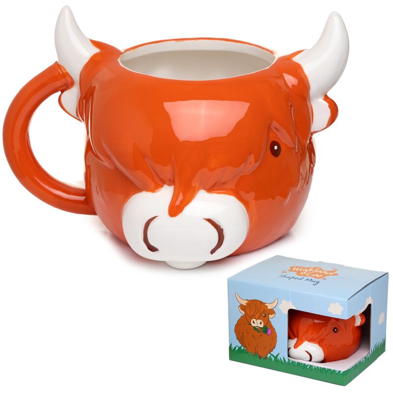 Highland Coo Cow Head Ceramic Shaped Mug