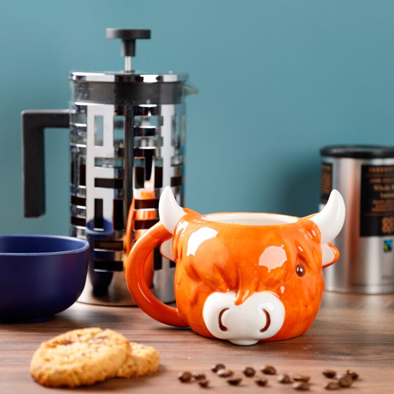 Highland Coo Cow Head Ceramic Shaped Mug