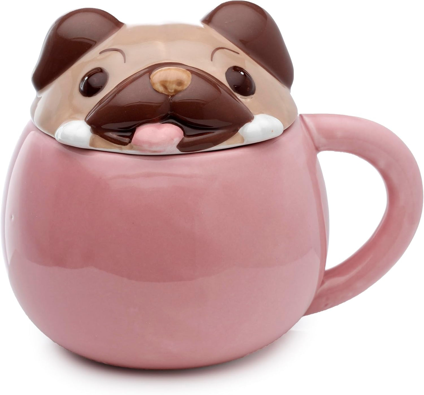 Lidded Animal Mug Cute Cup Adoramals Lid Ceramic - Capybara, Bunny, Pug, Dino, Shiba Inu Dog
