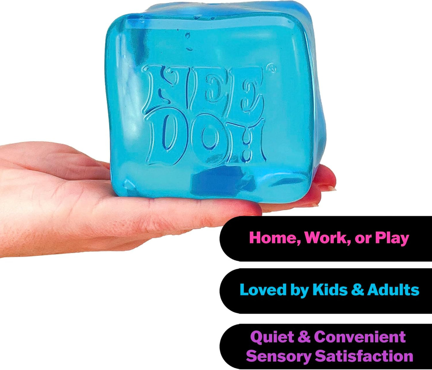 NeeDoh Nice Berg 3.5" Jumbo Nice Cube Blue - Sensory Squishy Fidget Toy For Stress Relief
