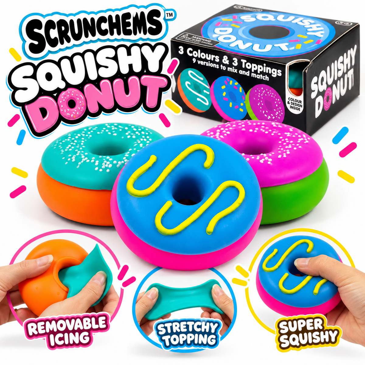 Scrunchems Squishy Donut – Stretchy Icing Fidget Toy