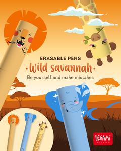 Legami Set of 3 Erasable Gel Pens - Savannah (Lion, Elephant & Giraffe)