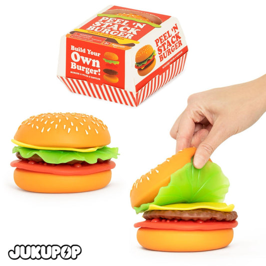 Jumbo Peel & Stack Burger Squishy Fidget Toy – Sand Filled Sensory Stress Relief for Kids & Adults