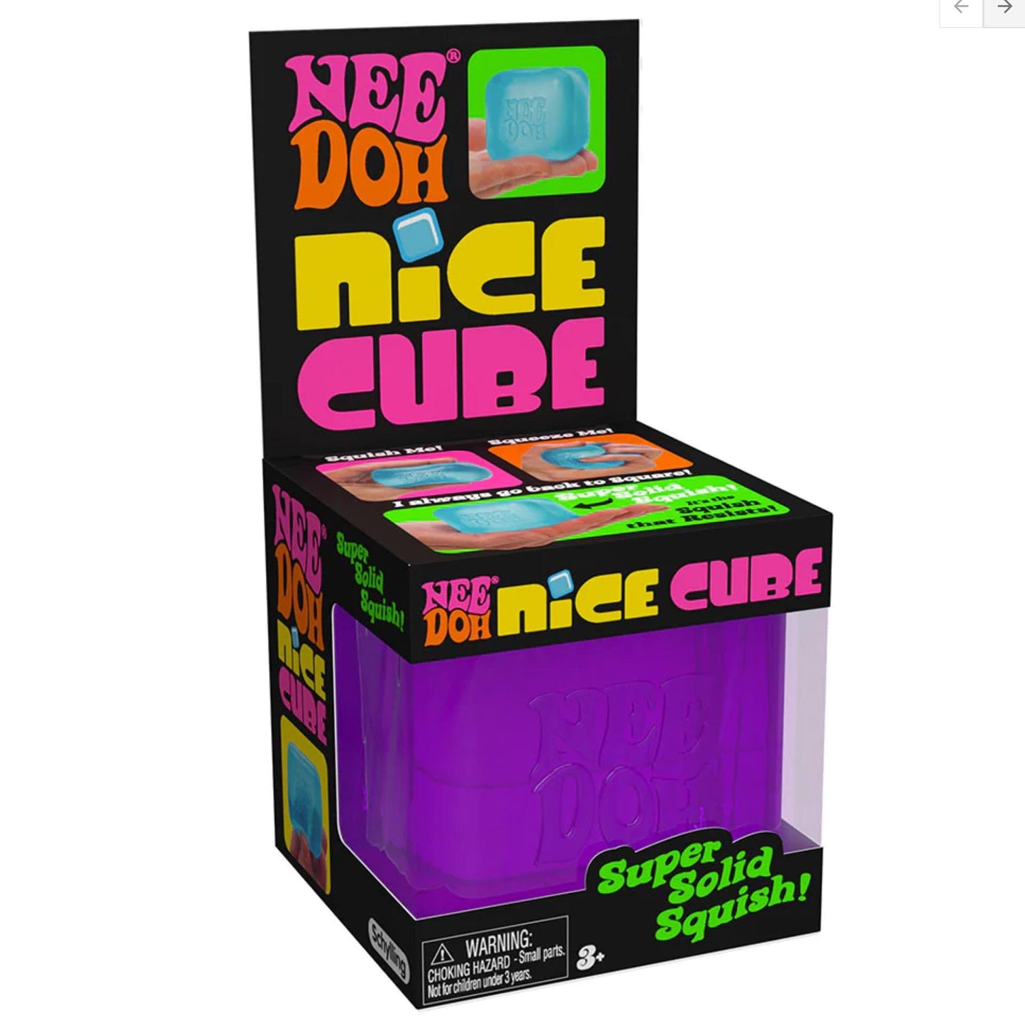 NeeDoh Nice Cube Anti Stress Sensory ADHD Fidget Toy, 3 Translucent Colors (1 sent), Non-toxic Maltose Sugar