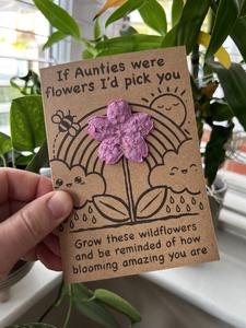 Wildflower Seed Bomb Greeting Card With Envelope - Flower Shape - If Nannies/ Grandmas/ Mummys/ Aunties/ Custom name Were Flowers I'd Pick You