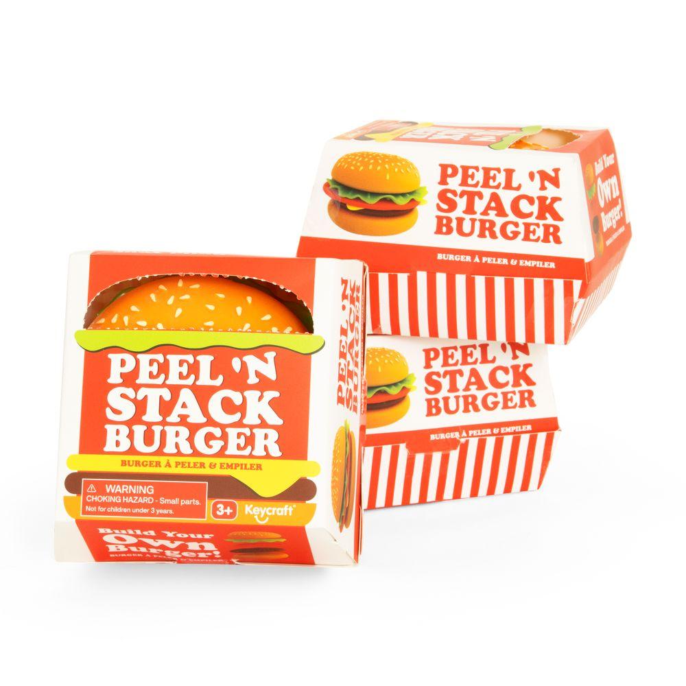Jumbo Peel & Stack Burger Squishy Fidget Toy – Sand Filled Sensory Stress Relief for Kids & Adults
