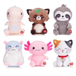 Kawaii Kuties Soft Toy - 24cm Plush Stuffed Animal - Axolotl, Lucky Cat, Dinosaur, Hamster, Sloth & Raccoon Dog