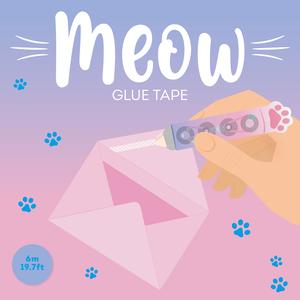 Legami Cute Cat Glue Tape 6m - Meow -  Crafting Supplies - Strong & Permanent Adhesion