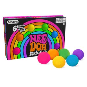 Needoh Rainboh Teenie Fidget Toy - Stress Relief Toy for Kids & Adults - Rainbow Set of 6 Sensory Balls
