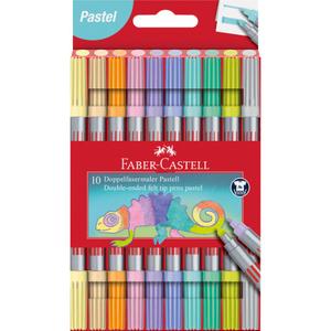 Faber-Castell Set of 10 Double Fibre-tip Felt Tip Pen Set - Pastel