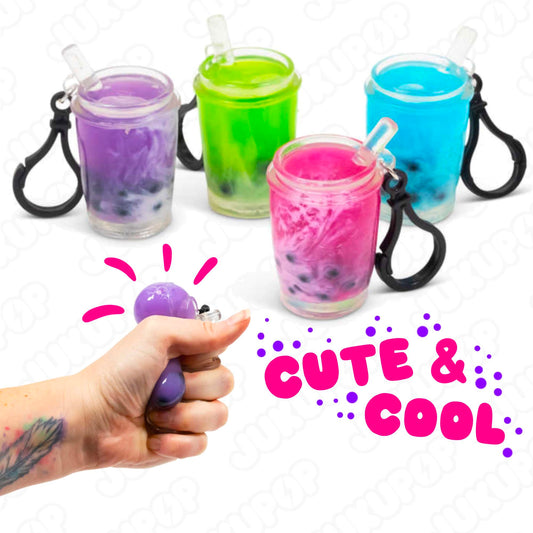 Scrunchems Bubble Tea Squishy Keychain Sensory Fidget Toy ADHD