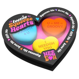 Teenie NeeDoh Squeeze Hearts - Pack of 3 - Squishy Fidget Sensory Toys for Stress Relief - Valentine's Day Gift