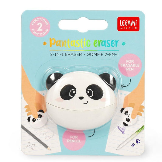 Legami 2 in 1 Pantastic Eraser - Cute Panda Design for Erasable Ink & Pencil Erasing