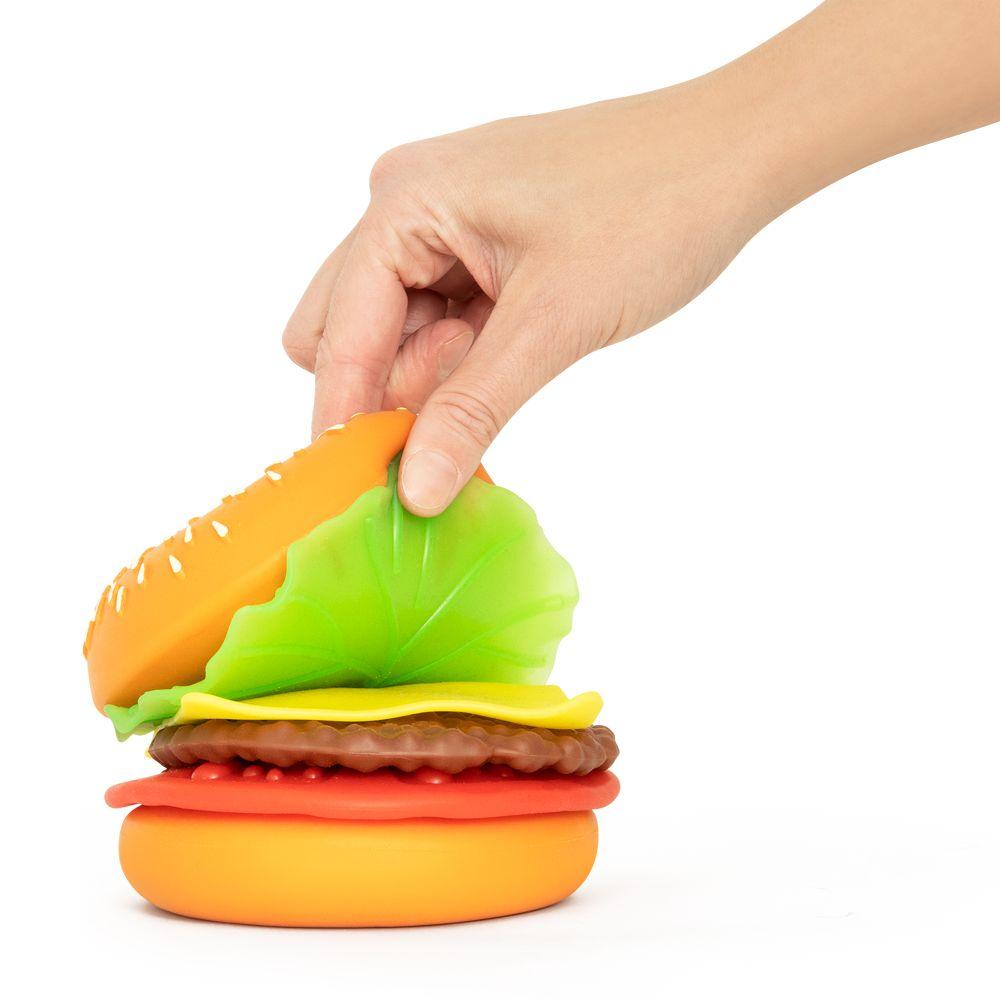 Jumbo Peel & Stack Burger Squishy Fidget Toy – Sand Filled Sensory Stress Relief for Kids & Adults