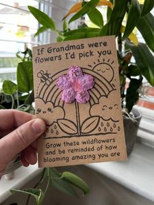 Wildflower Seed Bomb Greeting Card With Envelope - Flower Shape - If Nannies/ Grandmas/ Mummys/ Aunties/ Custom name Were Flowers I'd Pick You