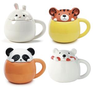 Adoramals Lid Ceramic Lidded Animal Mug Cute Cup