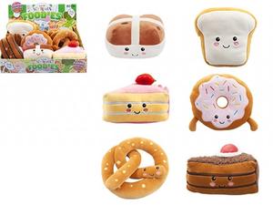 Softlings Bakery Foodies 16cm Plush Soft Toys - Strawberry Cheesecake, Hot Cross Bun, Donut, Toast, Pretzel, Chocolate Cake