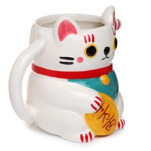 Maneki Neko Lucky Cat Ceramic Shaped Mug